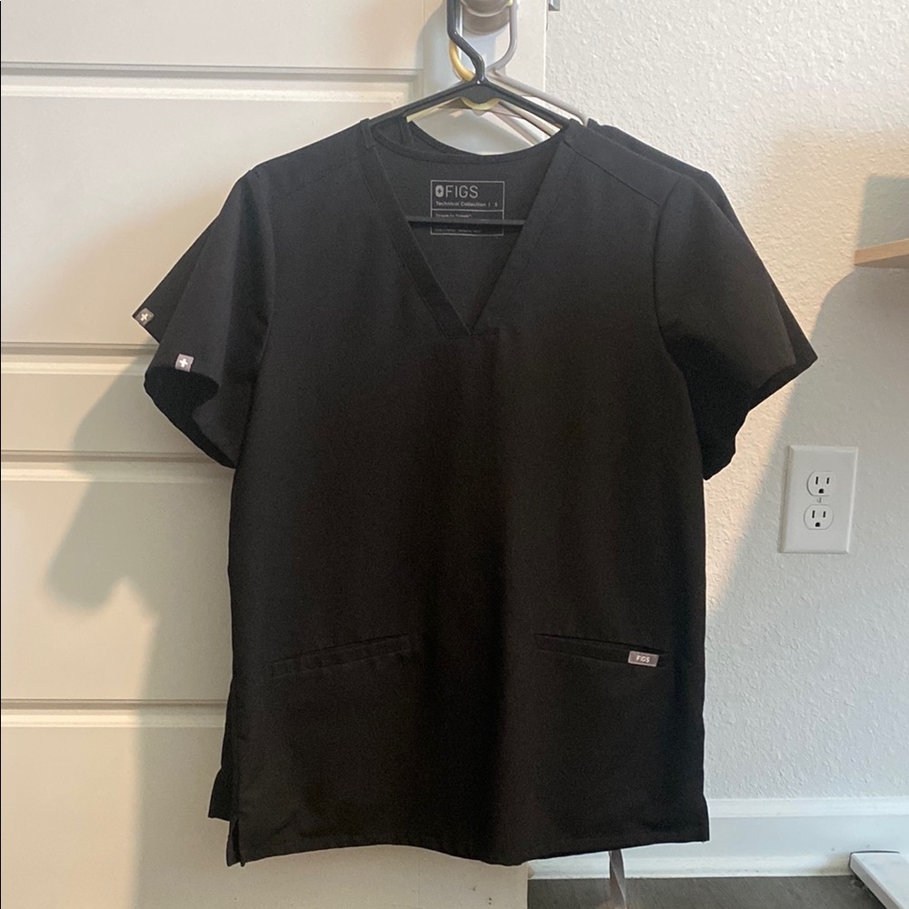 FIGS Jet Black V-Neck Scrub Top